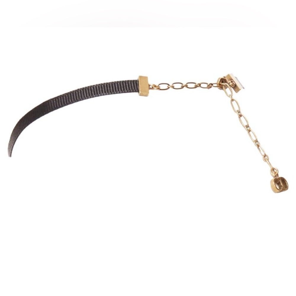 Dior J'adior Antique Gold Logo Ribbon CD Charm Choker Necklace - Picture 6 of 7